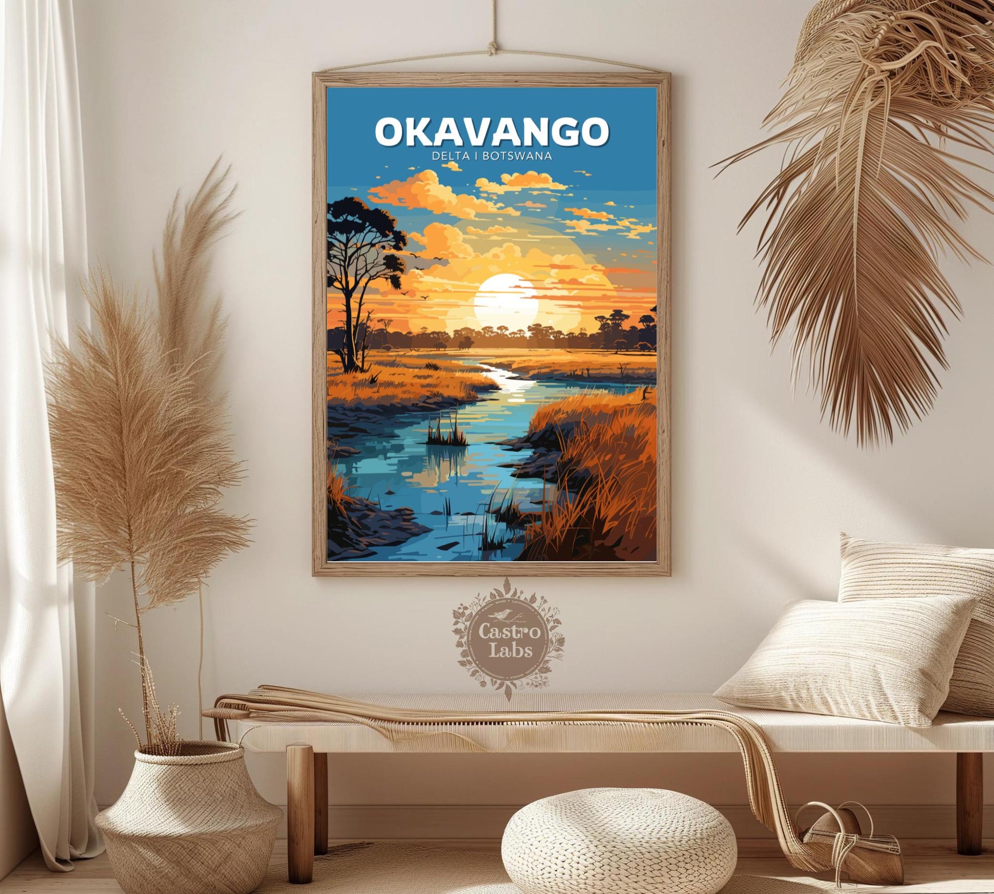 Okavango Travel Poster,  Okavango Delta National Park Wall Art, Okavango Park, Africa National Parks Poster, Home Décor, Botswana Poster