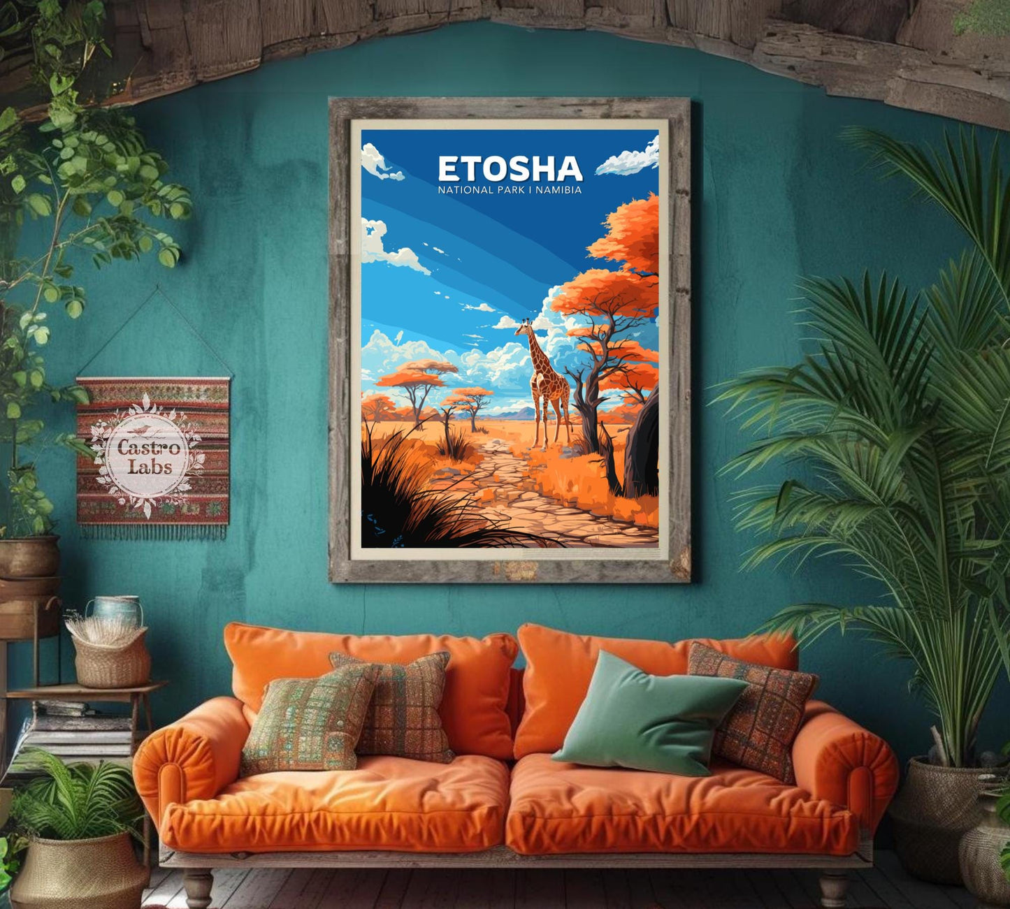 Etosha Travel Poster, Etosha National Park Poster, Etosha Park, Namibia National Park Poster, Home Décor, Namibia Poster, Etosha Namibia Art