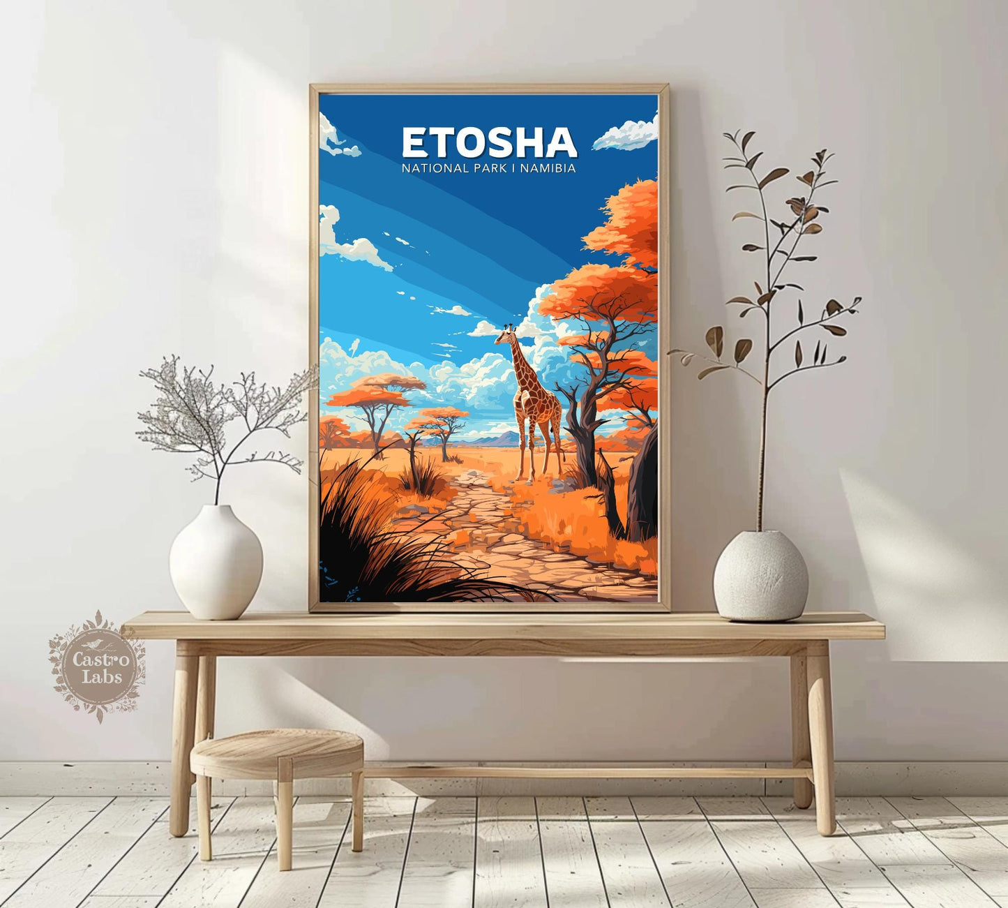 Etosha Travel Poster, Etosha National Park Poster, Etosha Park, Namibia National Park Poster, Home Décor, Namibia Poster, Etosha Namibia Art