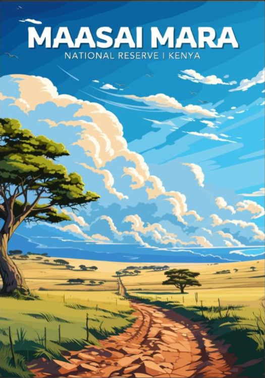Maasai Mara Travel Poster, Maasai Mara National Park Poster, Maasai Mara Park, Kenya National Park Poster, Home Décor, Kenya Poster