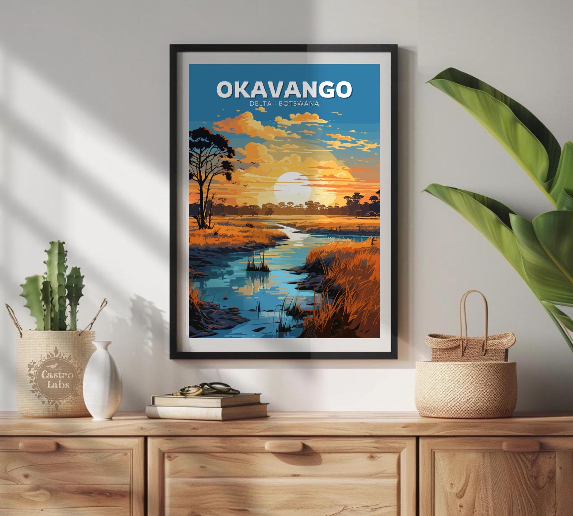 Okavango Travel Poster,  Okavango Delta National Park Wall Art, Okavango Park, Africa National Parks Poster, Home Décor, Botswana Poster