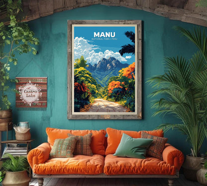 Manu Travel Poster, Parque Nacional del Manu Poster, Manu National park, Peru Poster, Home Décor, Peru National park, National park poster