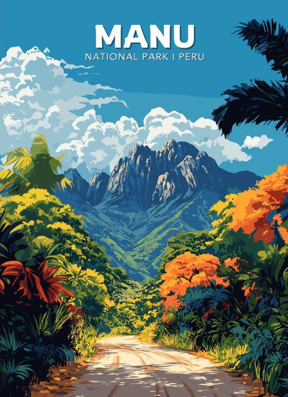 Manu Travel Poster, Parque Nacional del Manu Poster, Manu National park, Peru Poster, Home Décor, Peru National park, National park poster