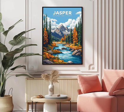 Jasper Travel Poster,  Jasper National Park Print, Jasper Park, Canada National Park Poster, Home Décor, Alberta Poster, Canadian Rockies
