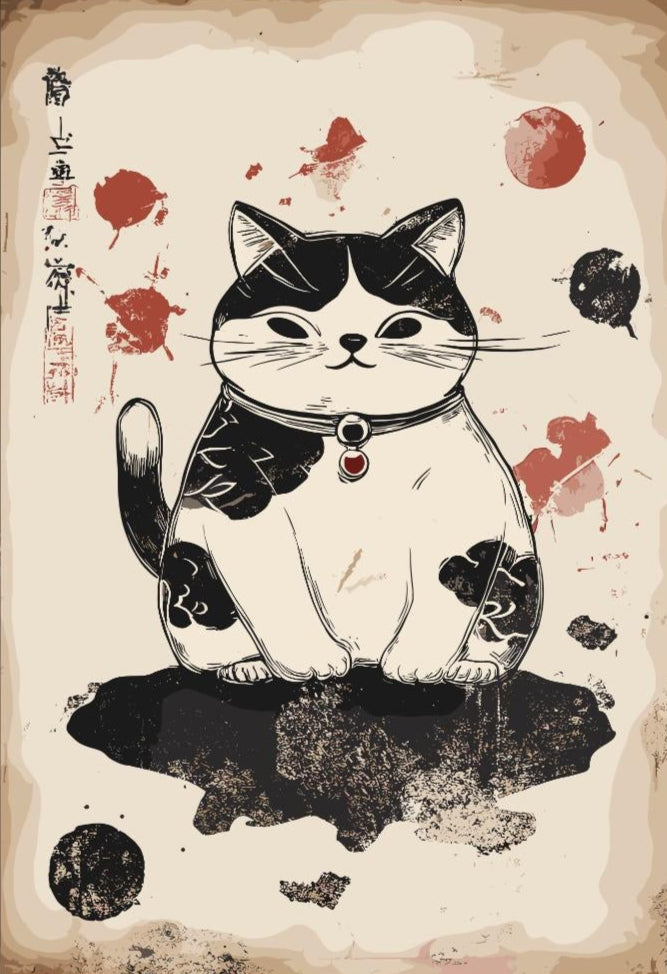 Japanese Cat Poster, Cat Japan Poster, Cat Poster,  Poster, Home Décor, Matcha Tea Poster, Maneki Neko Poster, Japanese Bobtail Cat Poster