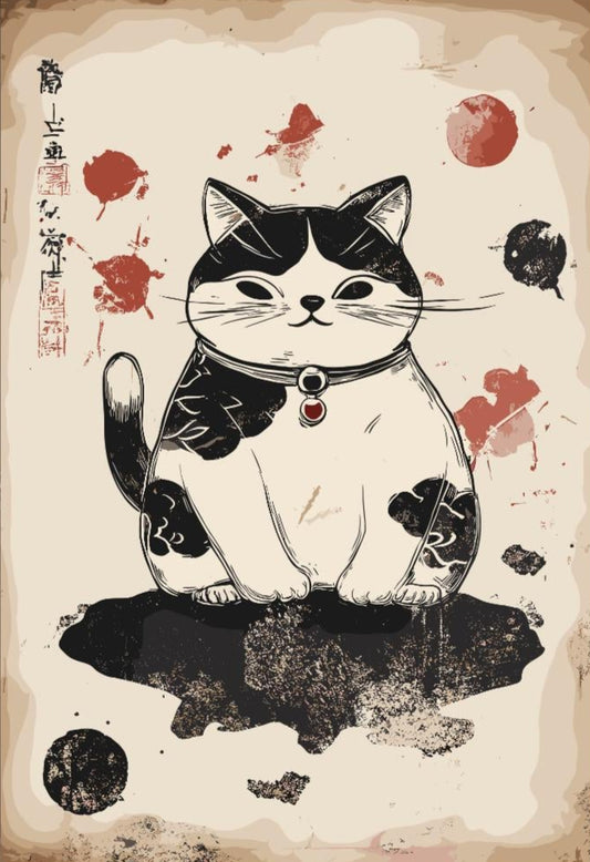 Japanese Cat Poster, Cat Japan Poster, Cat Poster,  Poster, Home Décor, Matcha Tea Poster, Maneki Neko Poster, Japanese Bobtail Cat Poster