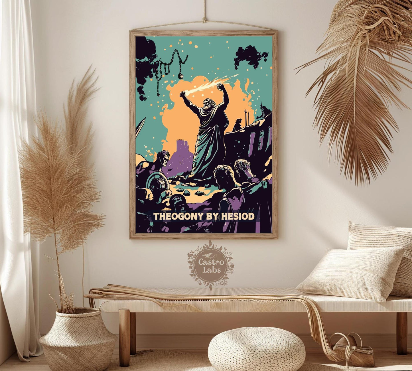 Theogony by Hesiod Poster, Theogony Poem by Hesiod, Greek Mythology, Theogony Poster, Ancient Greek Art, Hesiod
