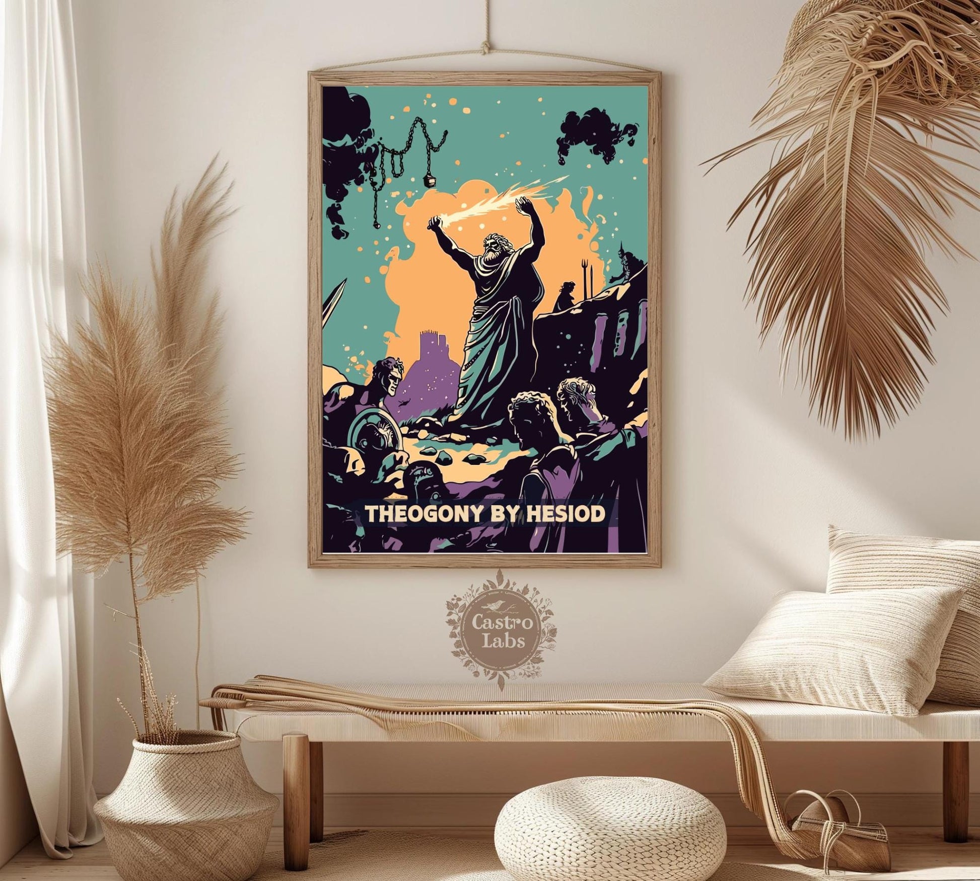 Theogony by Hesiod Poster, Theogony Poem by Hesiod, Greek Mythology, Theogony Poster, Ancient Greek Art, Hesiod