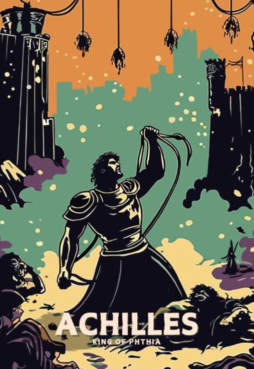 Achilles Poster, Greek Hero Achilles, Achilles hero of the Trojan War, Greek Mythology, Ancient Greek Art, Homer&#39;s Iliad,