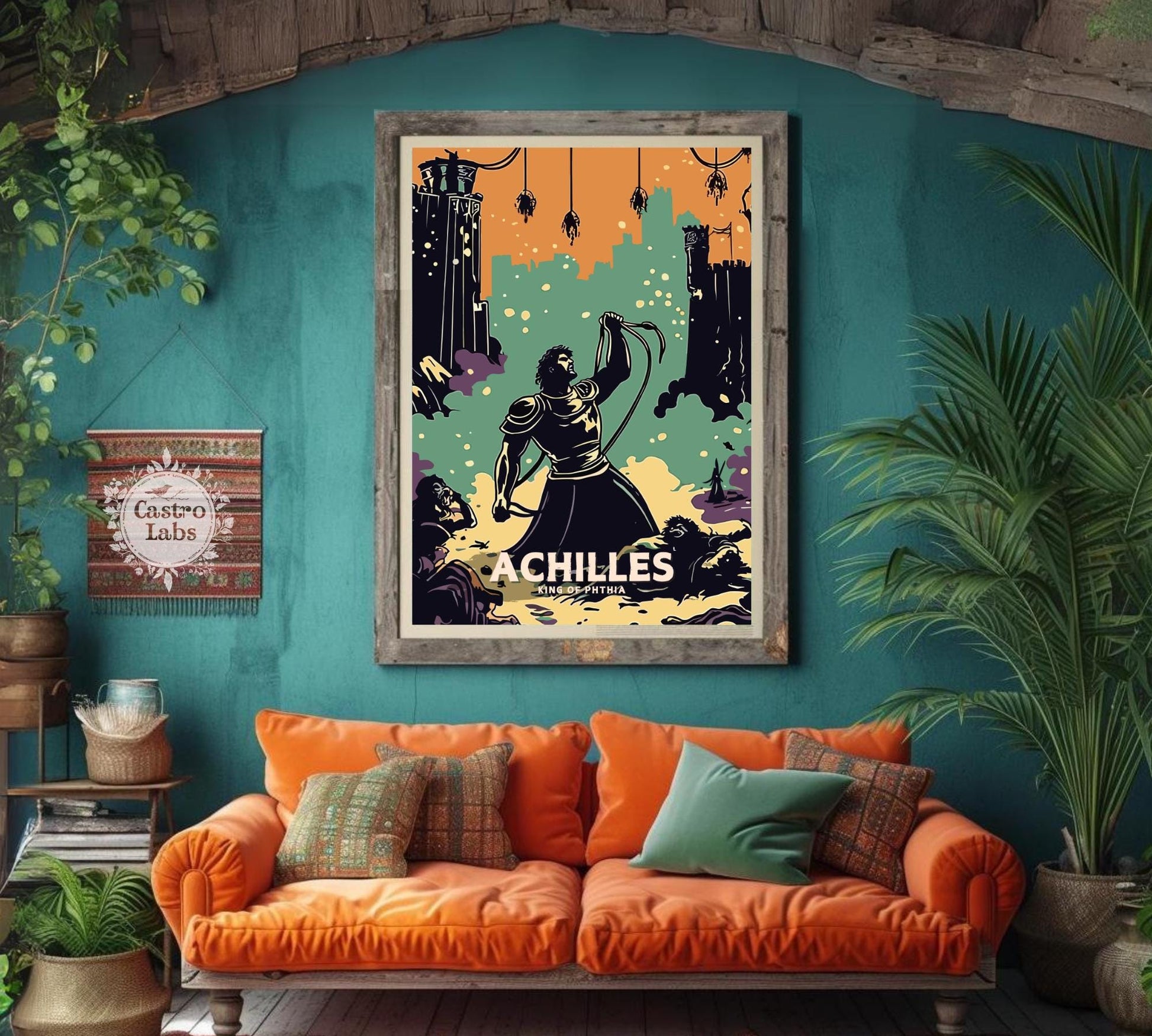 Achilles Poster, Greek Hero Achilles, Achilles hero of the Trojan War, Greek Mythology, Ancient Greek Art, Homer&#39;s Iliad,