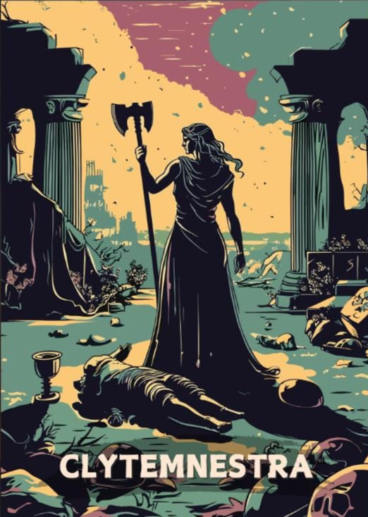 Clytemnestra Poster, Clytemnestra Wall Art, Greek Mythology, Ancient Greek Art, Greek Tragedy, Agamemnon, Helen of Sparta, Clytemnestra Print