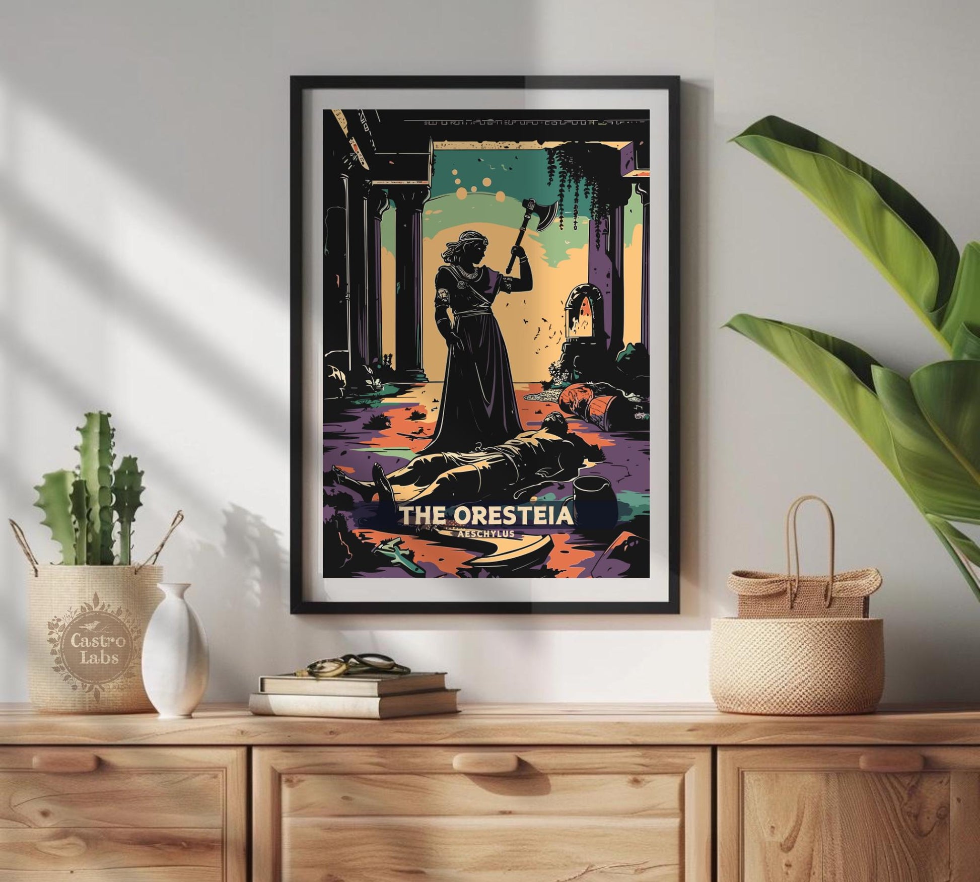 The Oresteia by Aeschylus Poster, The Oresteia, Greek Mythology, Greek Tragedy Poster, Ancient Greek Art, The murder of Agamemnon by Clytemnestra
