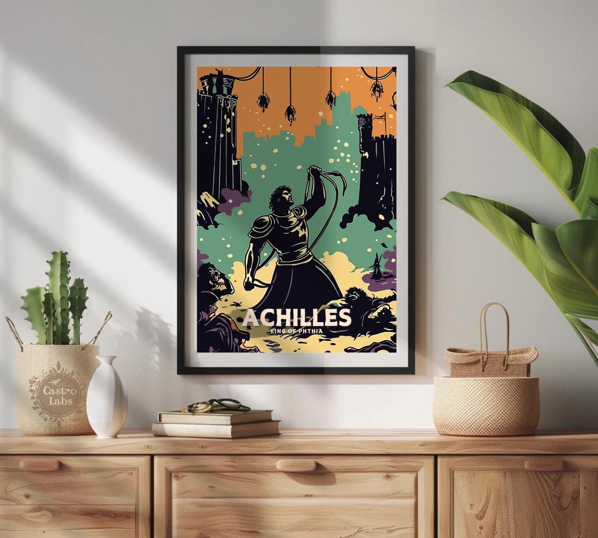 Achilles Poster, Greek Hero Achilles, Achilles hero of the Trojan War, Greek Mythology, Ancient Greek Art, Homer&#39;s Iliad,