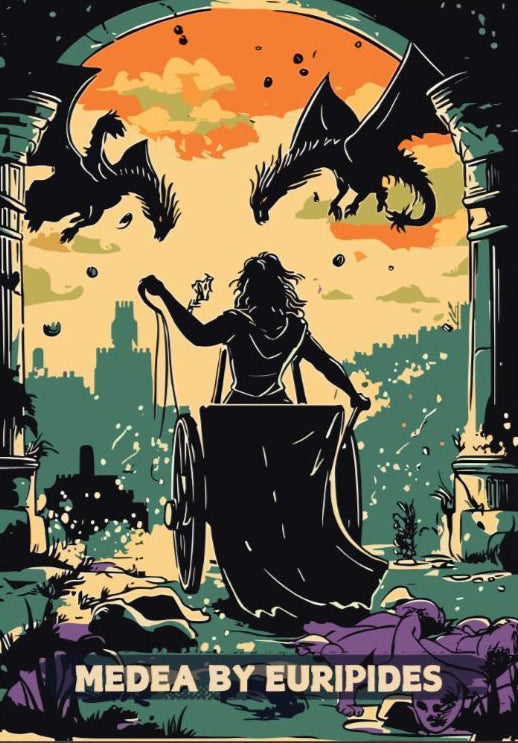 Medea by Euripides Poster, Medea Poster, Greek Mythology, Greek Tragedy, Ancient Greek Art, Greek Myth, Playwright Artwork, Euripides Poster
