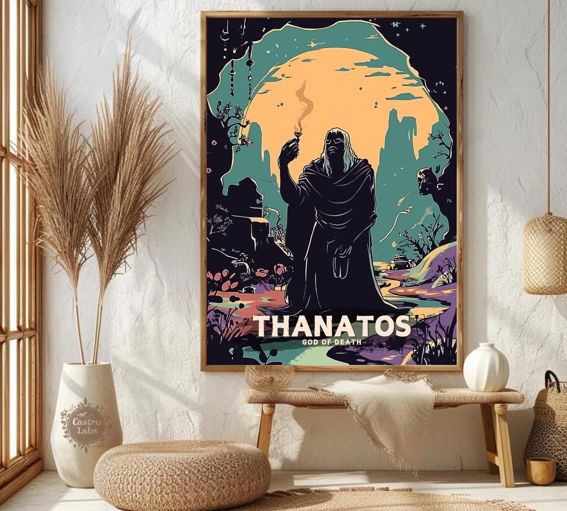 Thanatos God Poster, Greek God Thanatos, God of Death, Greek Mythology, Ancient Greek Art, Olympian Gods Fineart, Thanatos Poster