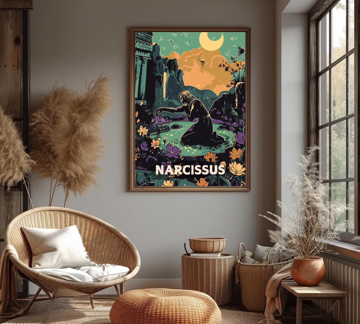 Narcissus Poster, Greek Narcissus, Greek Myth, Goddess Echo, Greek Mythology, Ancient Greek Art, Narcissus Greek mythology, Self love