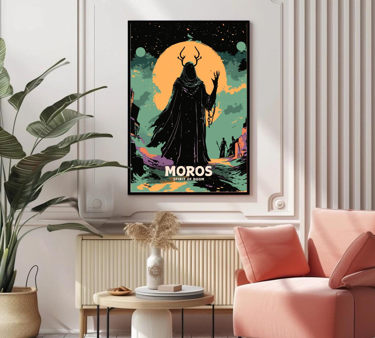 Moros Poster, Moros Greek Mythology, Moros Spirit of Doom, Greek Mythology, Ancient Greek Art, Moros God Artwork