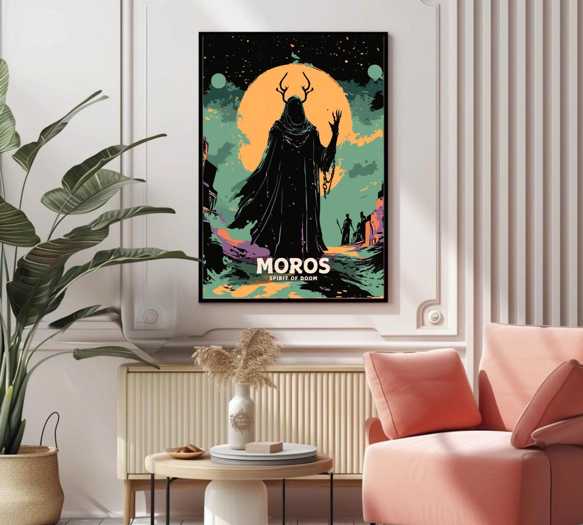 Moros Poster, Moros Greek Mythology, Moros Spirit of Doom, Greek Mythology, Ancient Greek Art, Moros God Artwork