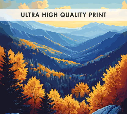 The Great Smoky Mountains Poster, Great Smoky Mountains Travel Poster, Blue Ridge Mountains Artwork, Home Décor, Tennessee Poster, NC Poster