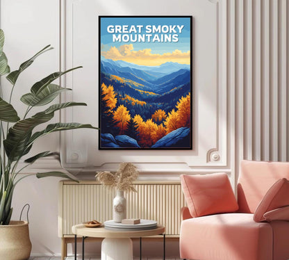 The Great Smoky Mountains Poster, Great Smoky Mountains Travel Poster, Blue Ridge Mountains Artwork, Home Décor, Tennessee Poster, NC Poster