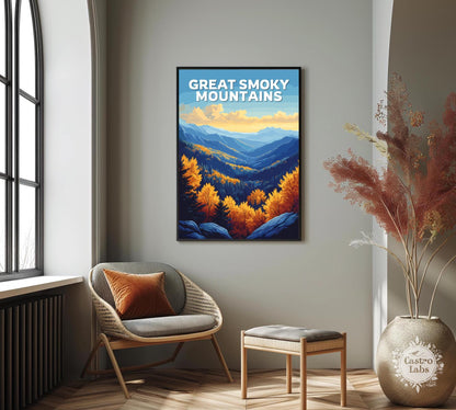 The Great Smoky Mountains Poster, Great Smoky Mountains Travel Poster, Blue Ridge Mountains Artwork, Home Décor, Tennessee Poster, NC Poster