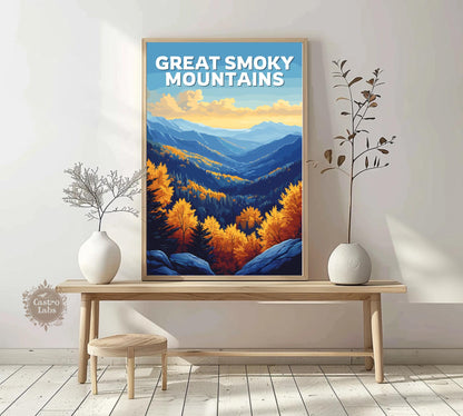 The Great Smoky Mountains Poster, Great Smoky Mountains Travel Poster, Blue Ridge Mountains Artwork, Home Décor, Tennessee Poster, NC Poster