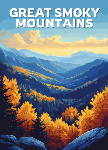 The Great Smoky Mountains Poster, Great Smoky Mountains Travel Poster, Blue Ridge Mountains Artwork, Home Décor, Tennessee Poster, NC Poster