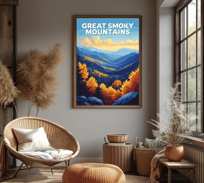 The Great Smoky Mountains Poster, Great Smoky Mountains Travel Poster, Blue Ridge Mountains Artwork, Home Décor, Tennessee Poster, NC Poster