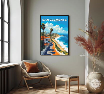 San Clemente Poster, San Clemente Travel Poster, San Clemente Artwork, Home Décor, San Clemente Print,, California Poster, Orange County Art