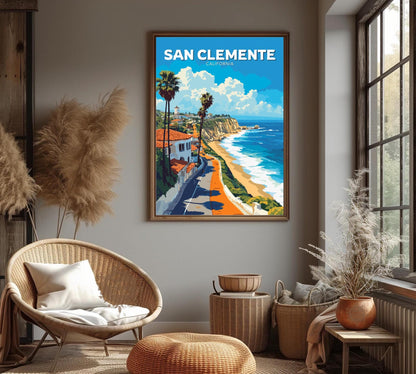 San Clemente Poster, San Clemente Travel Poster, San Clemente Artwork, Home Décor, San Clemente Print,, California Poster, Orange County Art