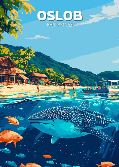 Oslob Poster, Oslob Travel Poster, Oslob Artwork, Home Décor, Oslob Painting, Philippines Poster, Philippines Wall Art, Whale Shark Poster