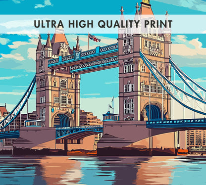 London Travel Poster, London Wall Art, London Print, London Bridge Artwork, Home Décor, London Bridge Poster, London Art, London Bridge Art