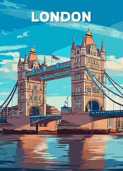 London Travel Poster, London Wall Art, London Print, London Bridge Artwork, Home Décor, London Bridge Poster, London Art, London Bridge Art