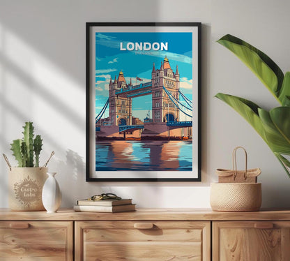 London Travel Poster, London Wall Art, London Print, London Bridge Artwork, Home Décor, London Bridge Poster, London Art, London Bridge Art