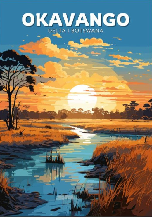 Okavango Travel Poster,  Okavango Delta National Park Wall Art, Okavango Park, Africa National Parks Poster, Home Décor, Botswana Poster