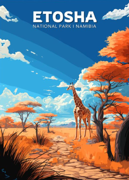 Etosha Travel Poster, Etosha National Park Poster, Etosha Park, Namibia National Park Poster, Home Décor, Namibia Poster, Etosha Namibia Art