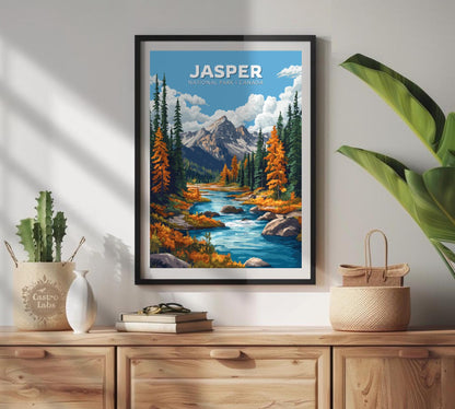 Jasper Travel Poster,  Jasper National Park Print, Jasper Park, Canada National Park Poster, Home Décor, Alberta Poster, Canadian Rockies