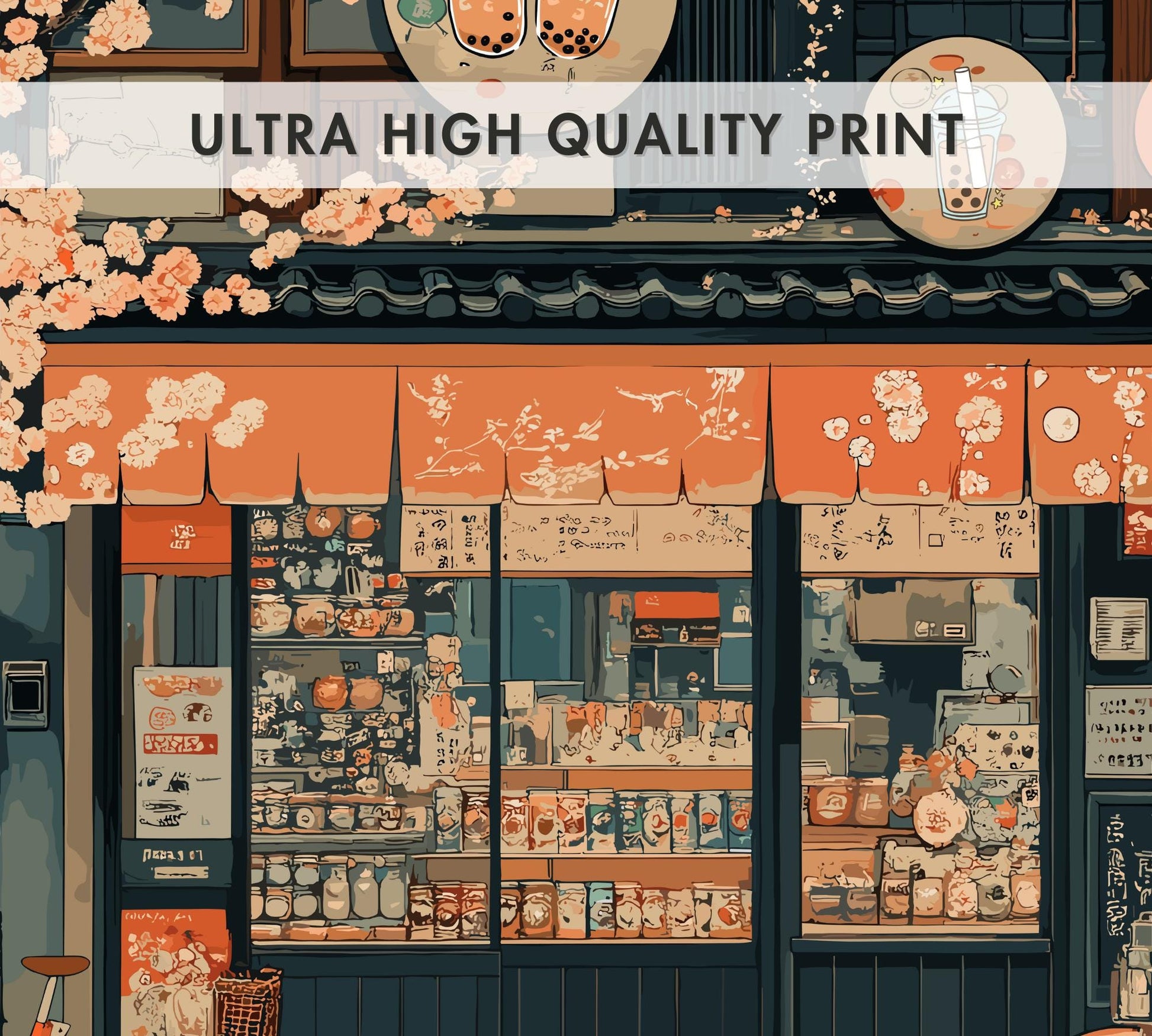 Bubble Tea Shop Poster,  Bubble Tea Shop Japan Print, Bubble Tea Shop Tokyo, Bubble Tea Poster, Home Décor, Boba Tea Art, Japanese Boba Poster, Bubble Tea Shop Art
