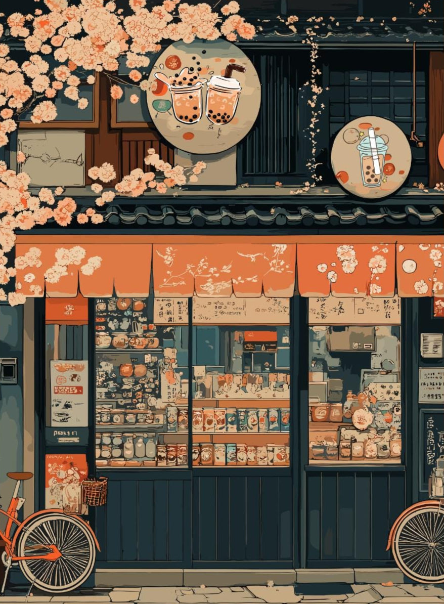 Bubble Tea Shop Poster,  Bubble Tea Shop Japan Print, Bubble Tea Shop Tokyo, Bubble Tea Poster, Home Décor, Boba Tea Art, Japanese Boba Poster, Bubble Tea Shop Art