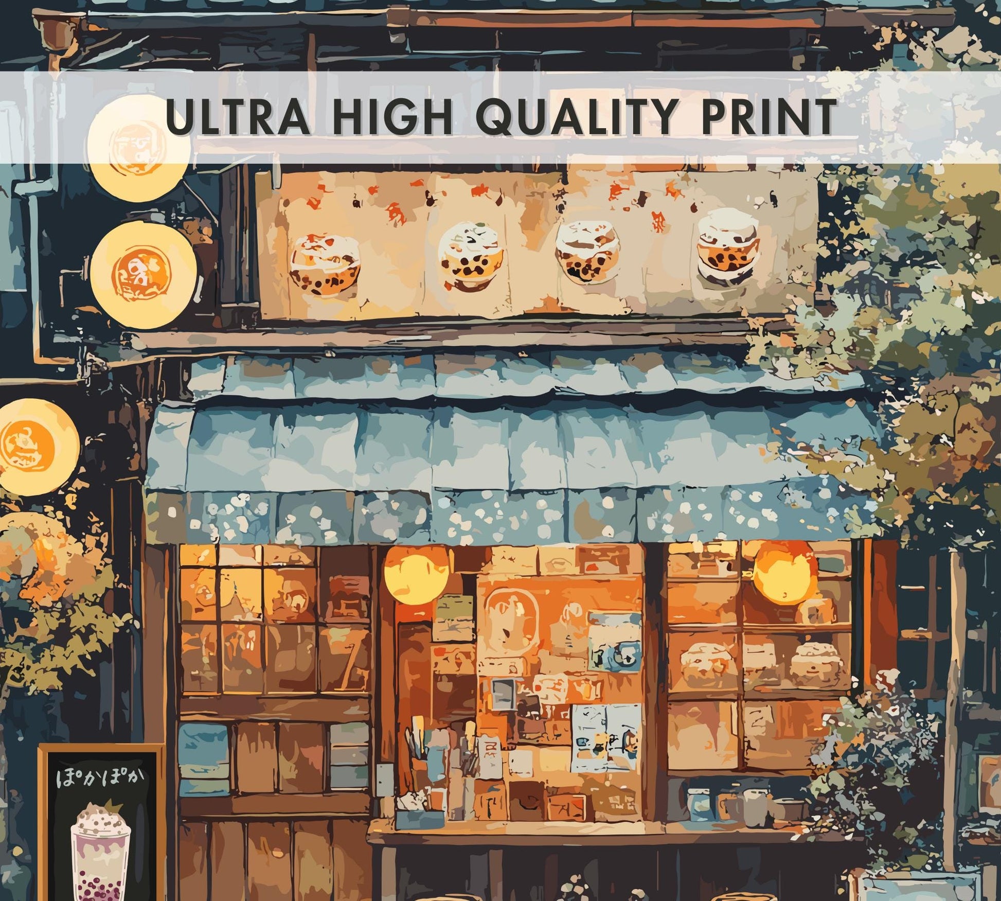 Bubble Tea Shop Print,  Bubble Tea Shop Japan Poster, Bubble Tea Shop Tokyo, Bubble Tea Art, Home Décor, Boba Tea Art, Japanese Boba Poster, Bubble Tea Shop Art