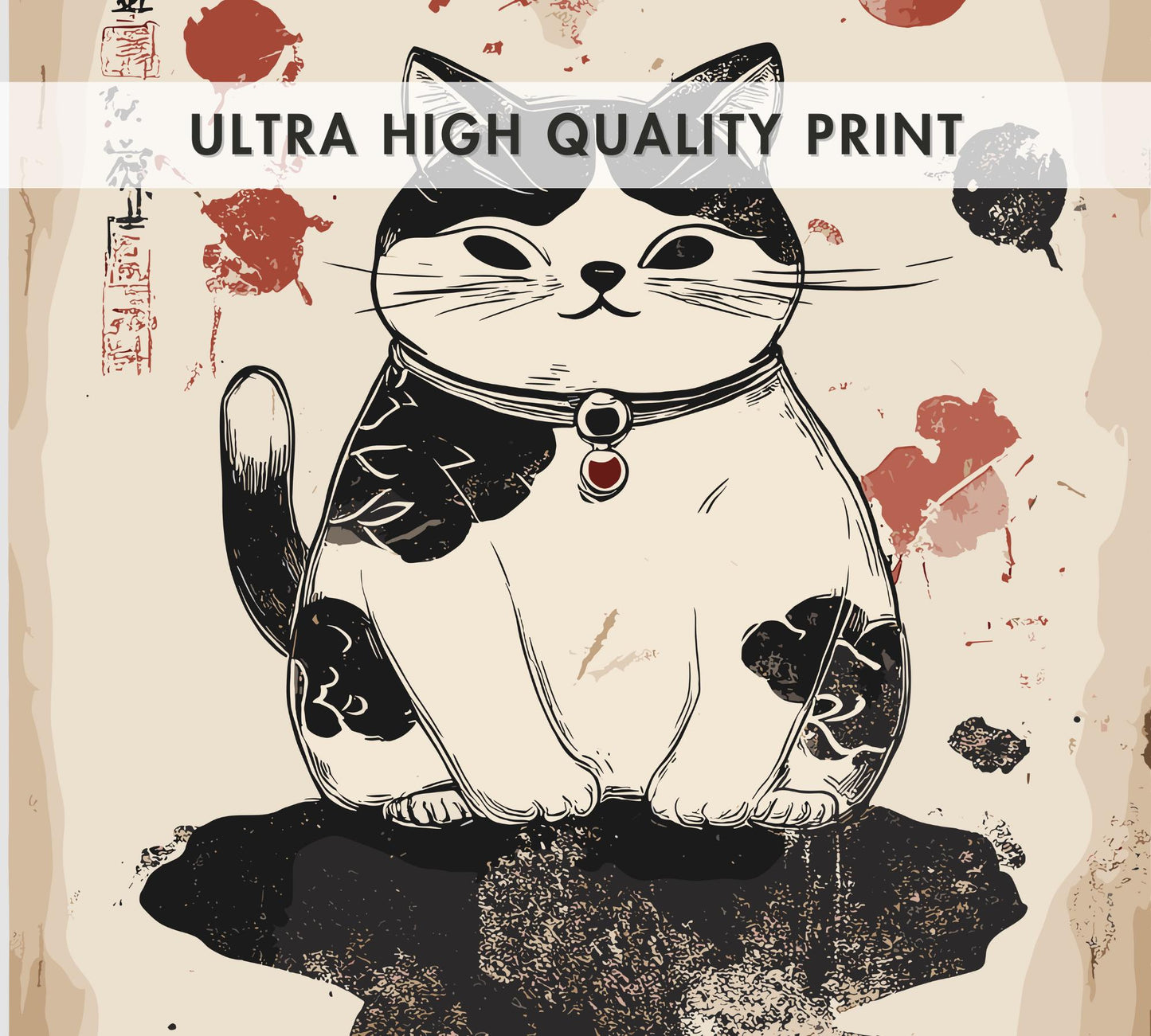 Japanese Cat Poster, Cat Japan Poster, Cat Poster,  Poster, Home Décor, Matcha Tea Poster, Maneki Neko Poster, Japanese Bobtail Cat Poster