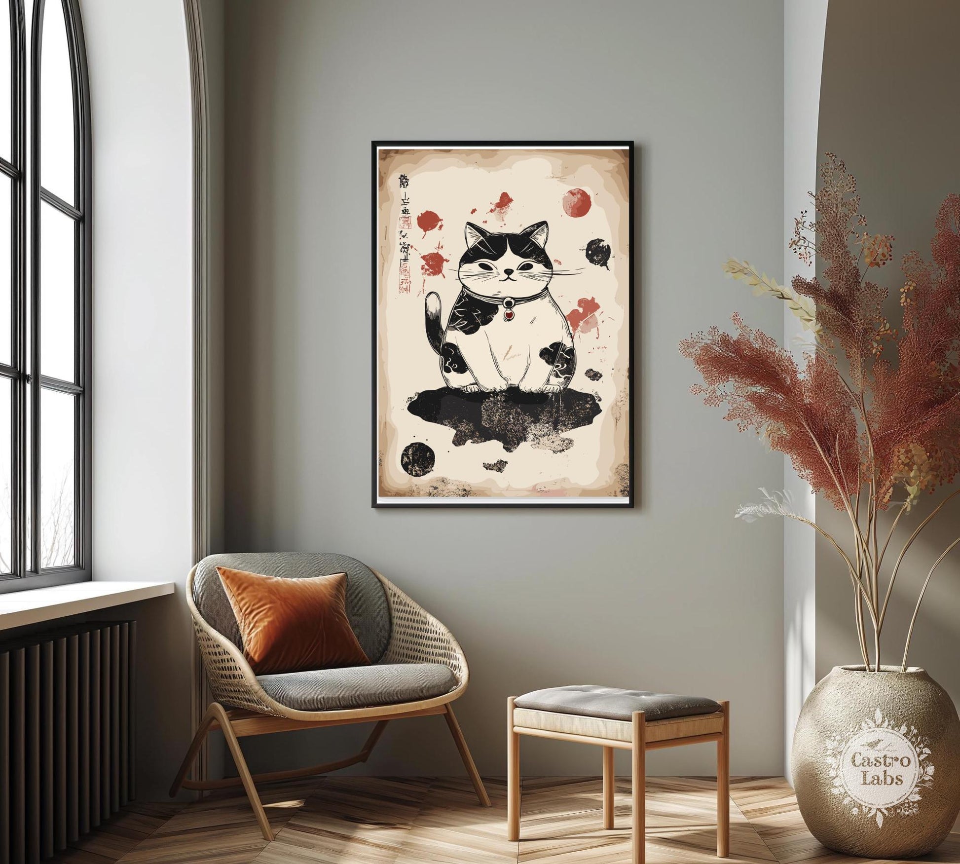Japanese Cat Poster, Cat Japan Poster, Cat Poster,  Poster, Home Décor, Matcha Tea Poster, Maneki Neko Poster, Japanese Bobtail Cat Poster
