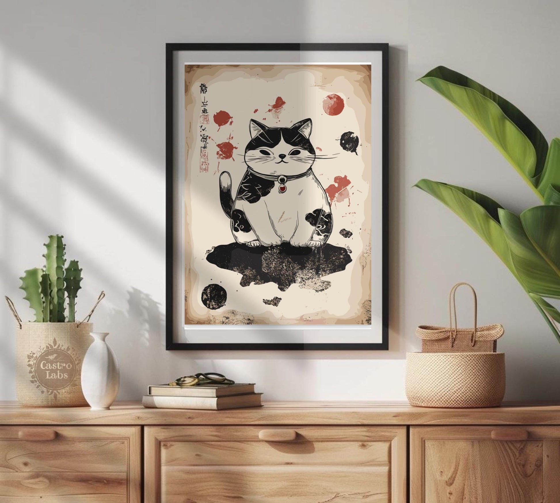 Japanese Cat Poster, Cat Japan Poster, Cat Poster,  Poster, Home Décor, Matcha Tea Poster, Maneki Neko Poster, Japanese Bobtail Cat Poster