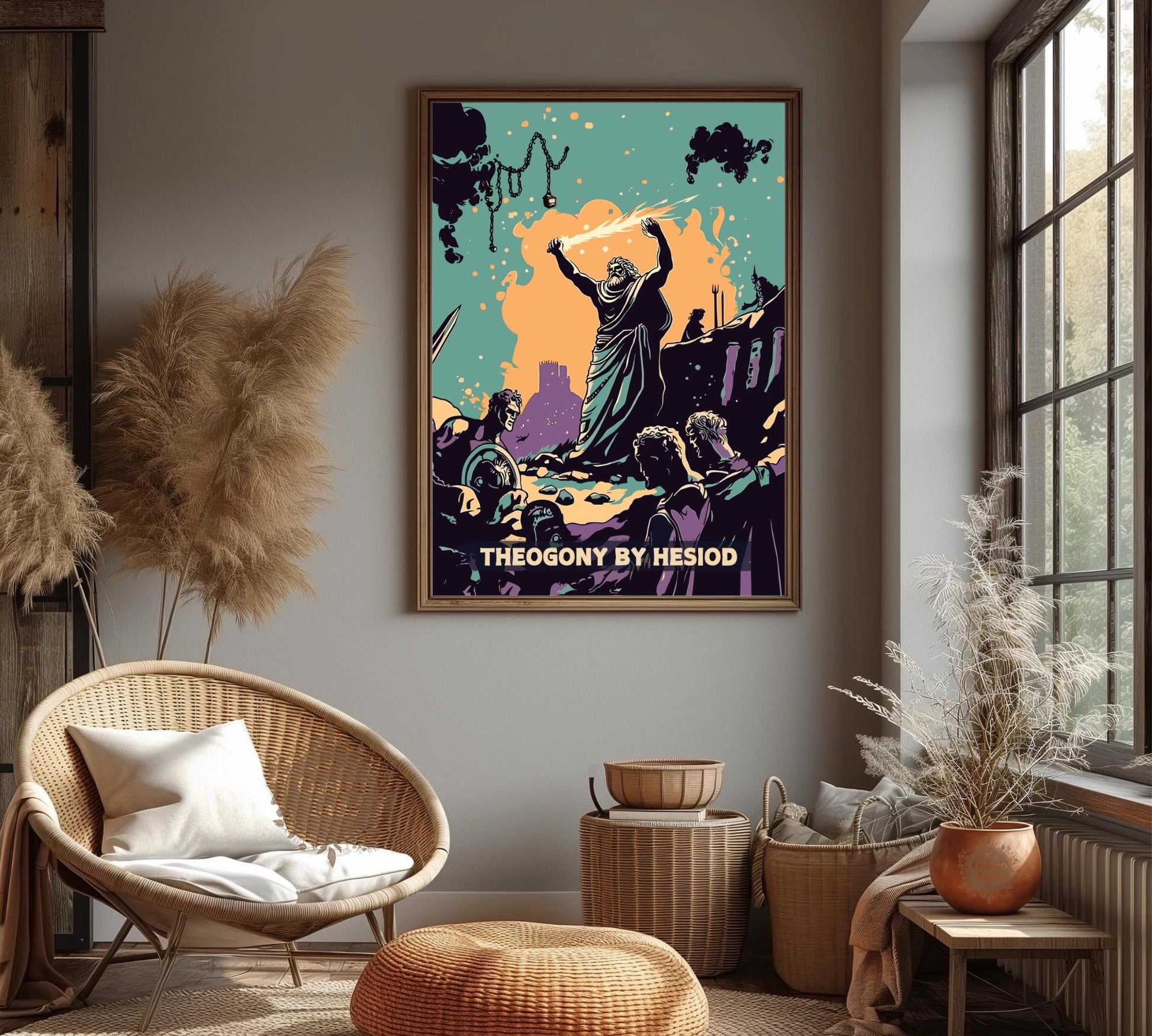 Theogony by Hesiod Poster, Theogony Poem by Hesiod, Greek Mythology, Theogony Poster, Ancient Greek Art, Hesiod