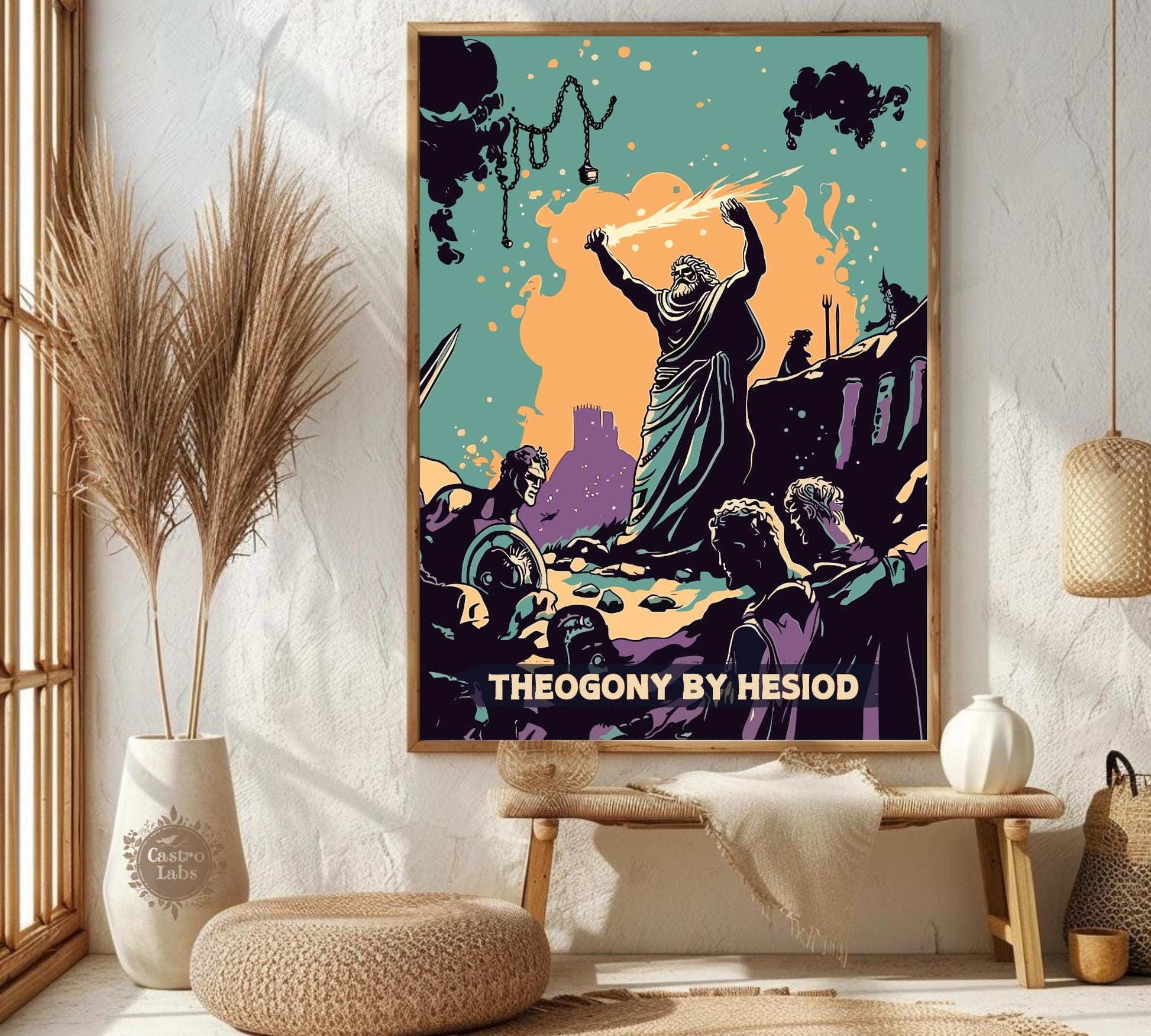 Theogony by Hesiod Poster, Theogony Poem by Hesiod, Greek Mythology, Theogony Poster, Ancient Greek Art, Hesiod