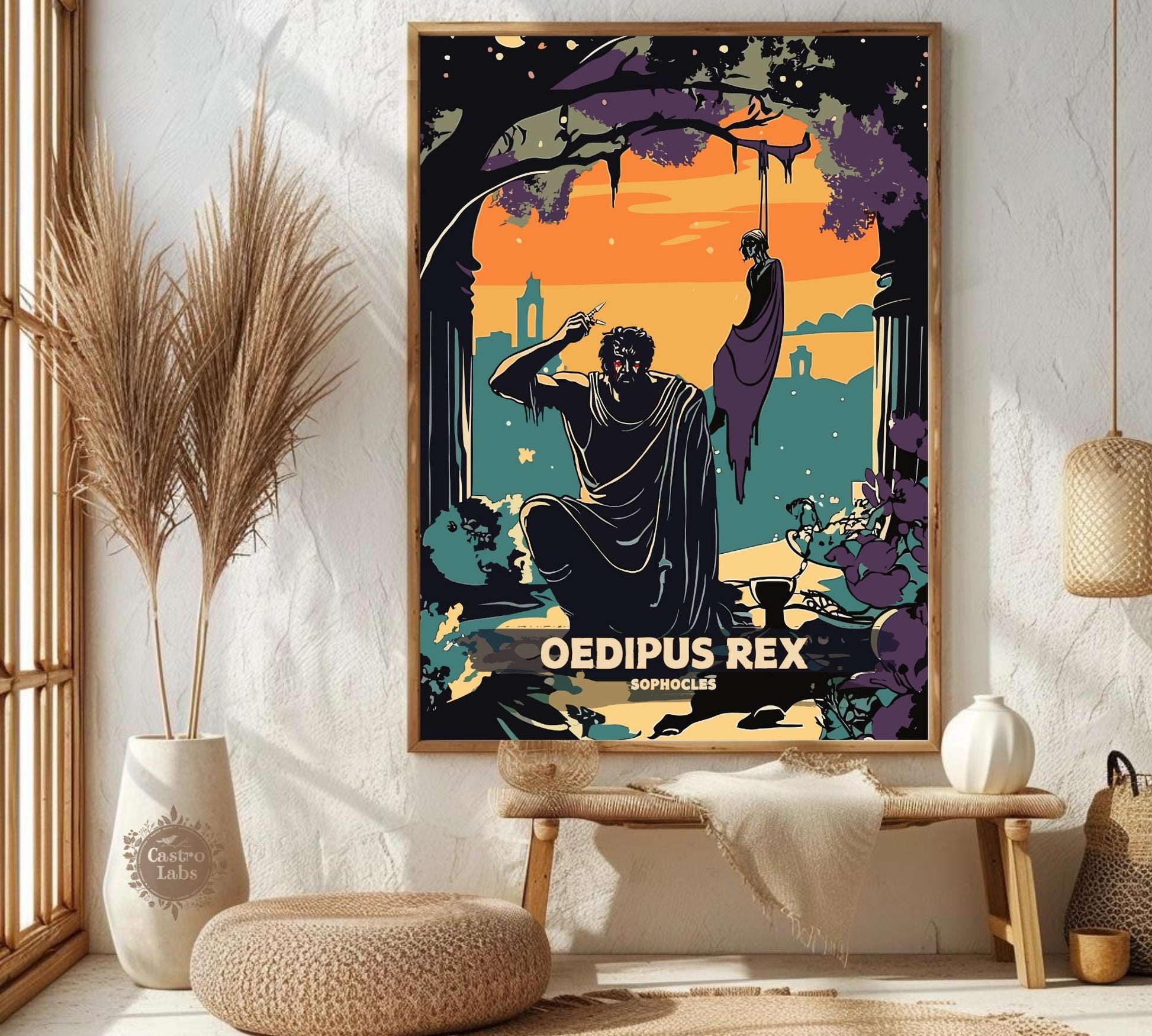 Oedipus Rex Poster, Oedipus Tyrannus Poster, Greek Mythology, Oedipus the King Poster, Ancient Greek Art, Athenian tragedy by Sophocles Art