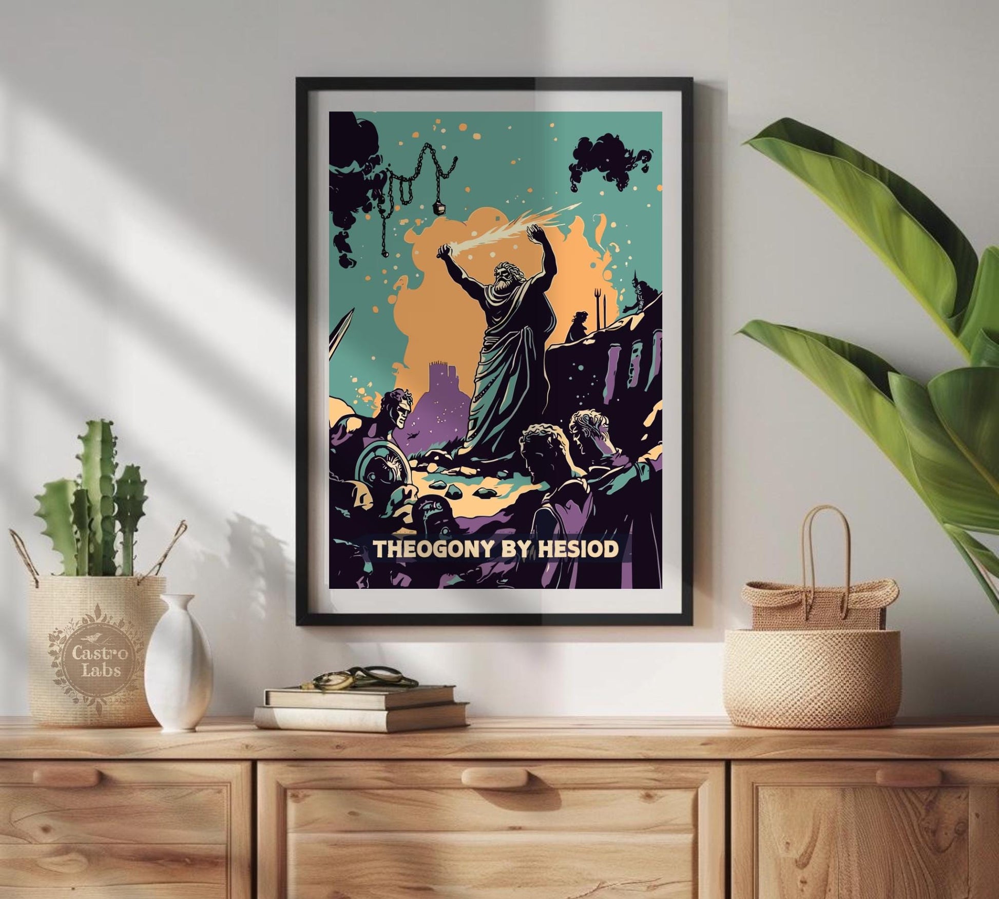 Theogony by Hesiod Poster, Theogony Poem by Hesiod, Greek Mythology, Theogony Poster, Ancient Greek Art, Hesiod