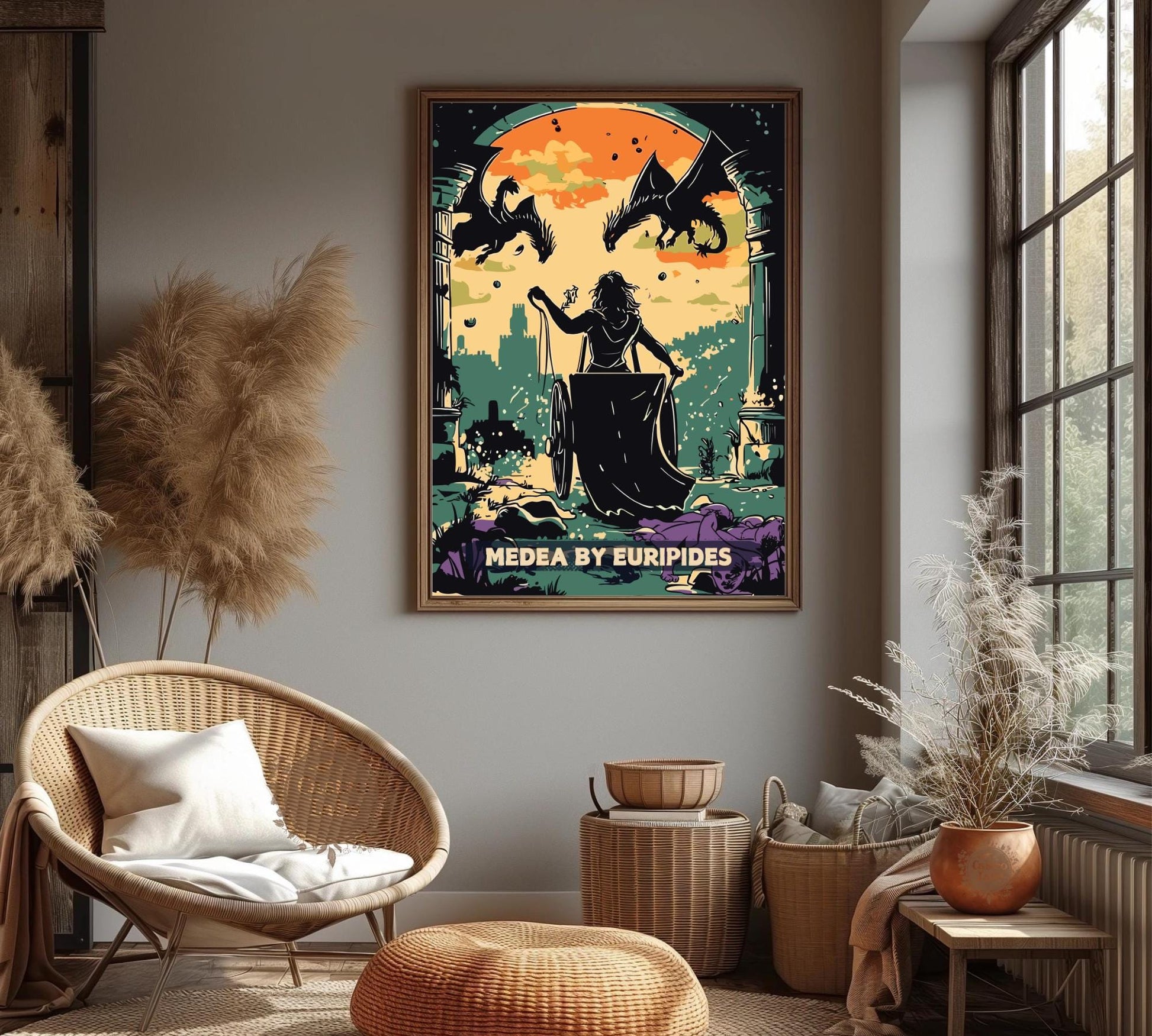 Medea by Euripides Poster, Medea Poster, Greek Mythology, Greek Tragedy, Ancient Greek Art, Greek Myth, Playwright Artwork, Euripides Poster