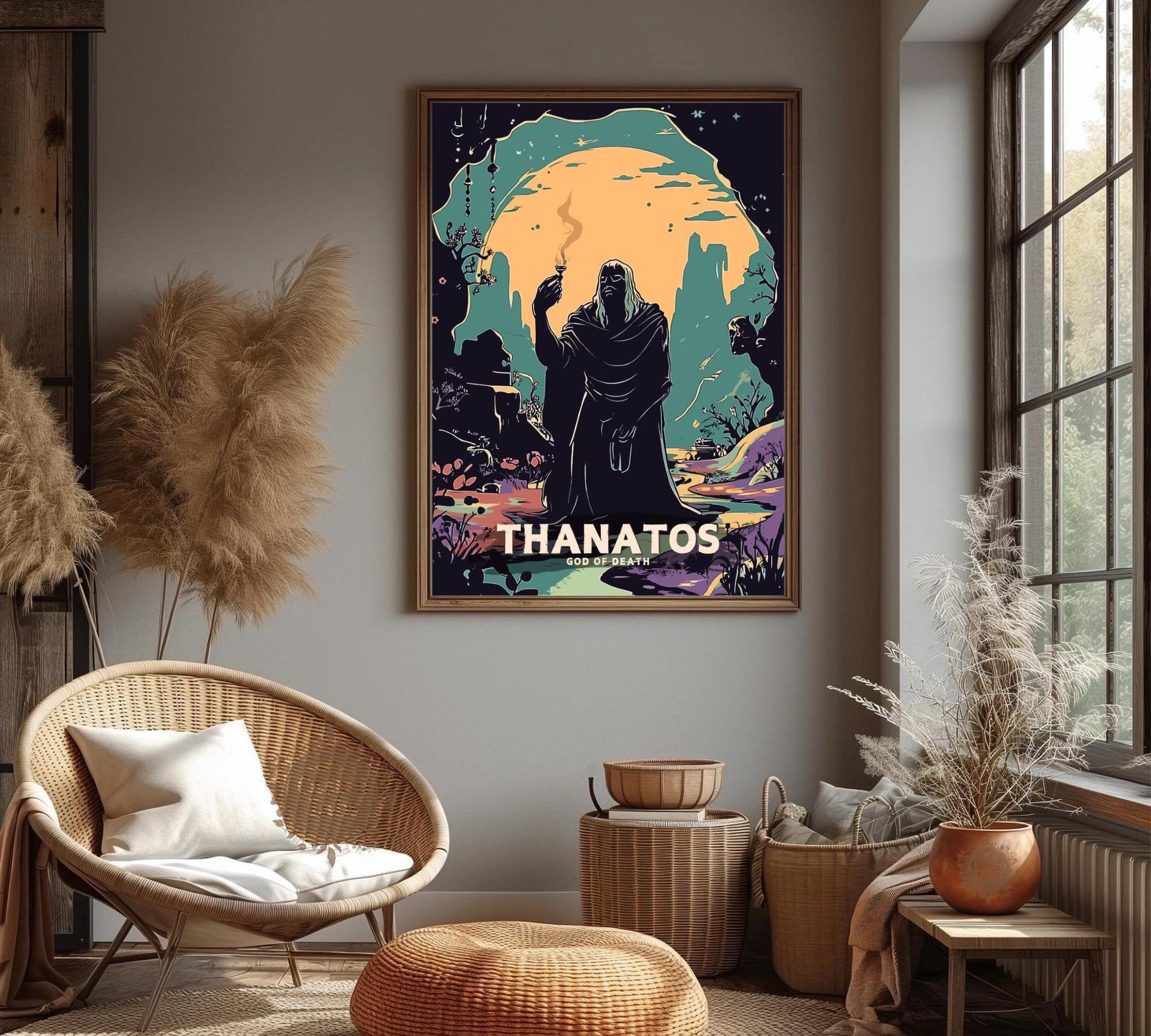 Thanatos God Poster, Greek God Thanatos, God of Death, Greek Mythology, Ancient Greek Art, Olympian Gods Fineart, Thanatos Poster