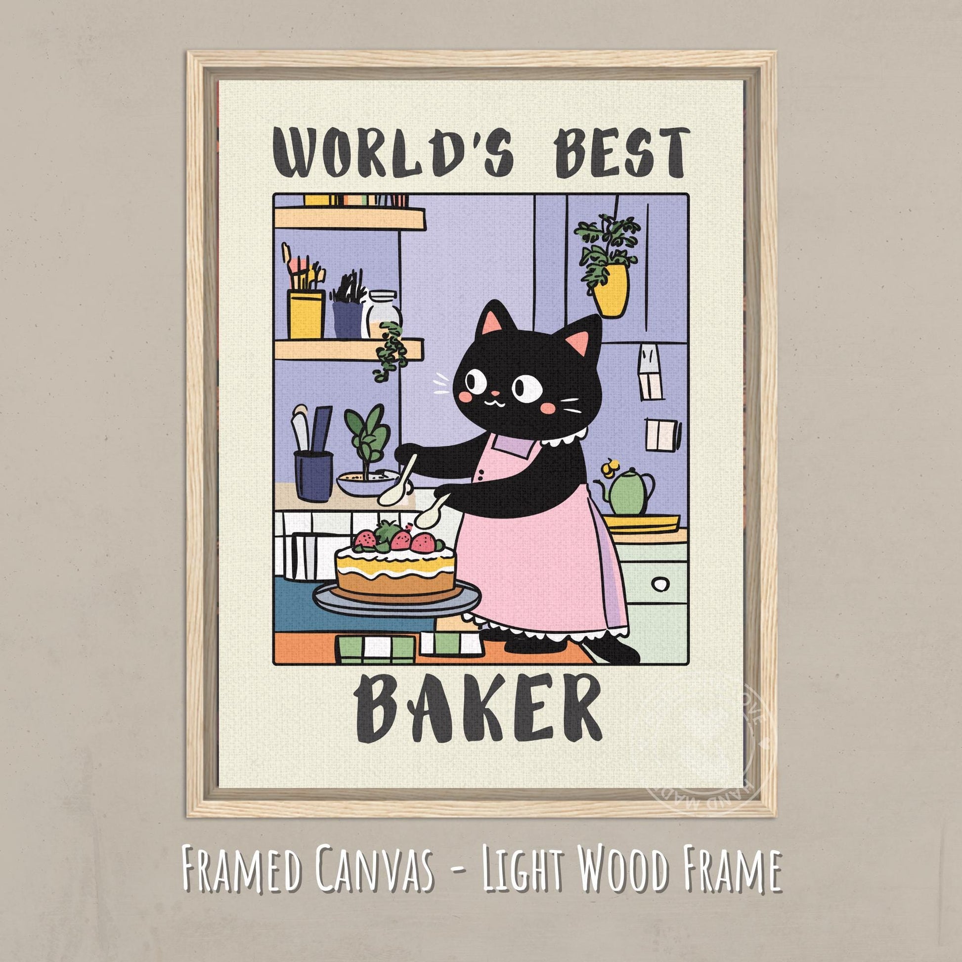 World's Best Baker Light Frame Canvas
